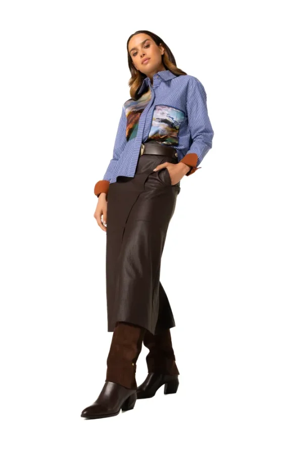 Chemise Manches Longues Rayée Motif Placé Tableaux – Image 3