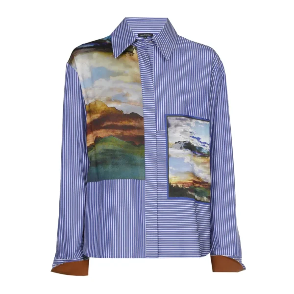 Chemise Manches Longues Rayée Motif Placé Tableaux – Image 4