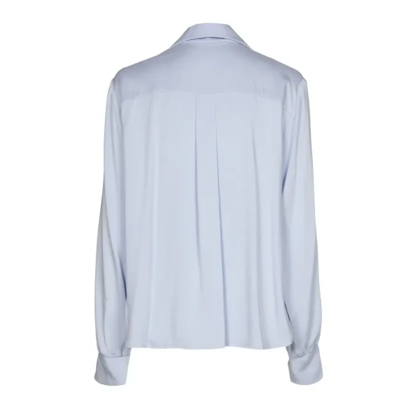 Blouse Col V Manches Longues Boutons Métal Unie – Image 3
