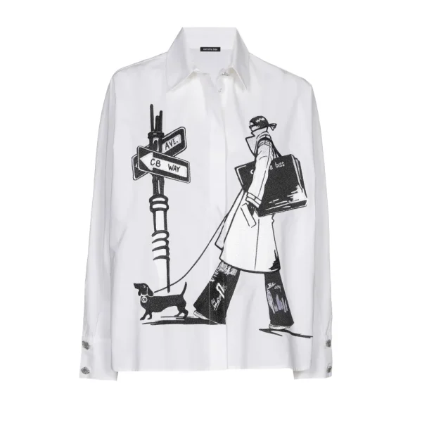 Chemise Manches Longues Brodée Oversized Motif Placé New York – Image 3