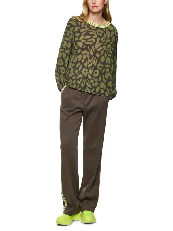 Blouse Col Rond Manches Longues Imprimée Léopard Fluide – Image 2