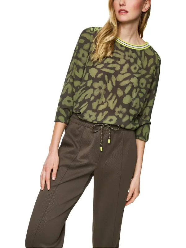 Blouse Col Rond Manches Longues Imprimée Léopard Fluide