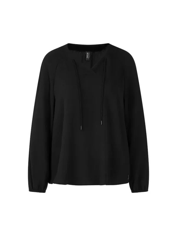 Blouse Col V Cordons Manches Longues Unie Fluide – Image 6