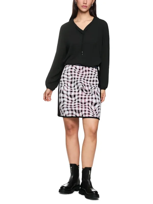 Blouse Col V Cordons Manches Longues Unie Fluide