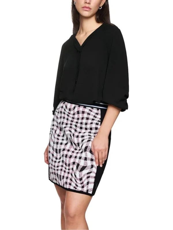 Blouse Col V Cordons Manches Longues Unie Fluide – Image 5