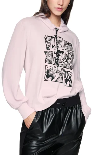 Blouse Col Bénitier Cordons Manches Longues Motif Placé