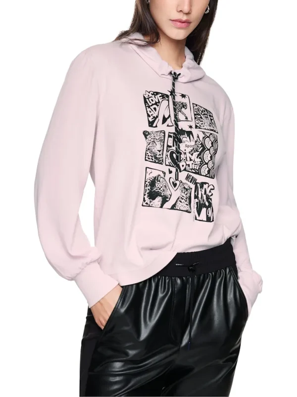Blouse Col Bénitier Cordons Manches Longues Motif Placé