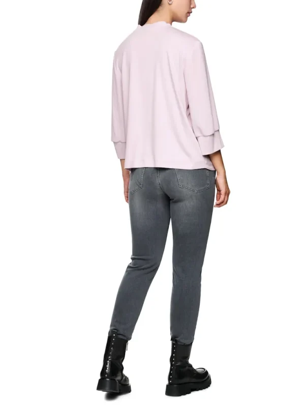 Blouse Col V Manches Trois-quarts Bimatière Unie – Image 3