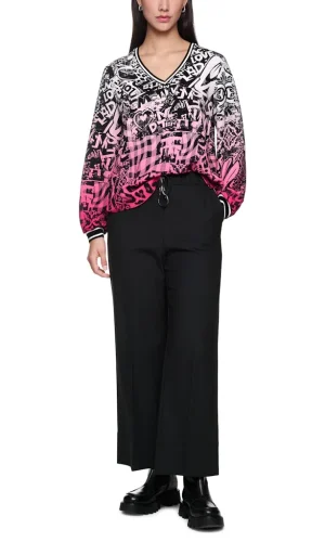 Blouse Col V Manches Longues Imprimé All Over Street Art Fluide