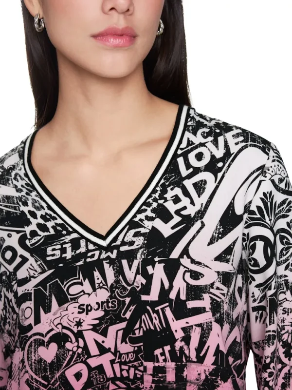 Blouse Col V Manches Longues Imprimé All Over Street Art Fluide – Image 3