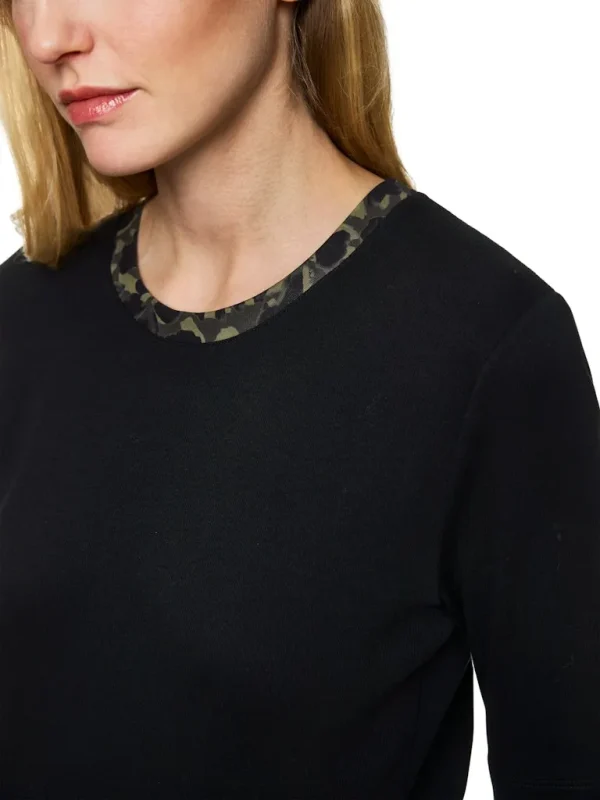 Tee Shirt Col Rond Manches Coudes Détails Imprimé Léopard – Image 4