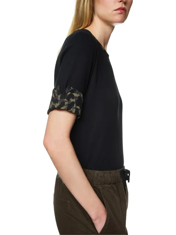 Tee Shirt Col Rond Manches Coudes Détails Imprimé Léopard – Image 5