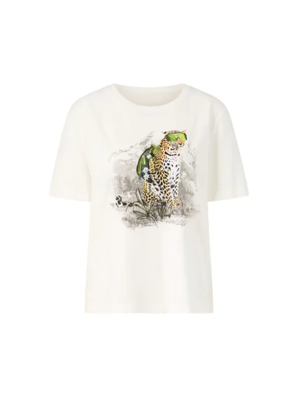 Tee Shirt Col Rond Manches Courtes Motif Placé Léopard – Image 6