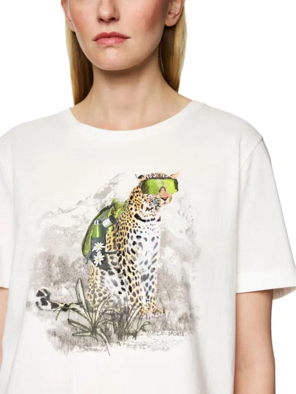 Tee Shirt Col Rond Manches Courtes Motif Placé Léopard – Image 4