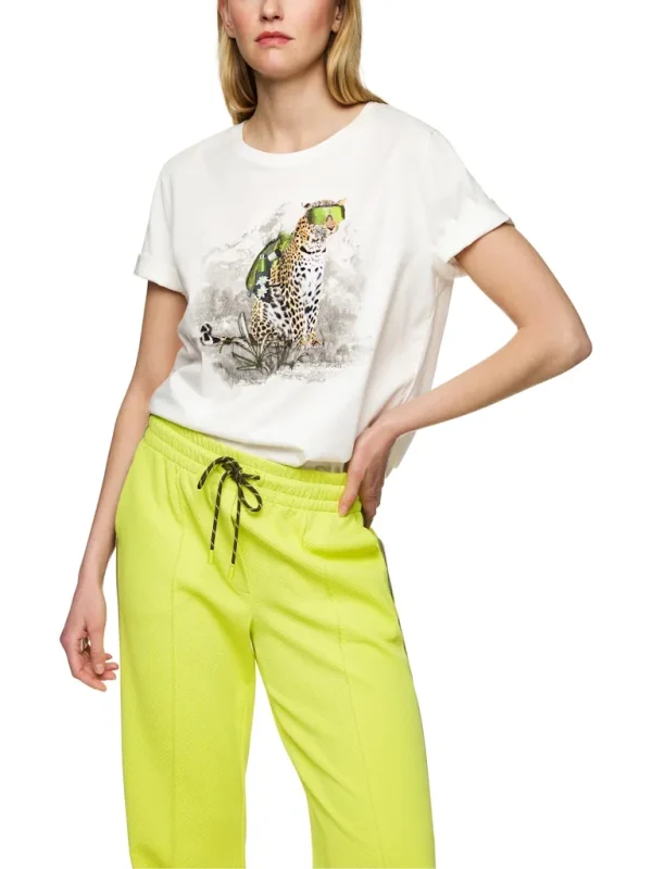 Tee Shirt Col Rond Manches Courtes Motif Placé Léopard – Image 5