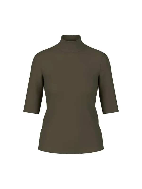 Tee Shirt Col Montant Manches Coudes Uni – Image 6