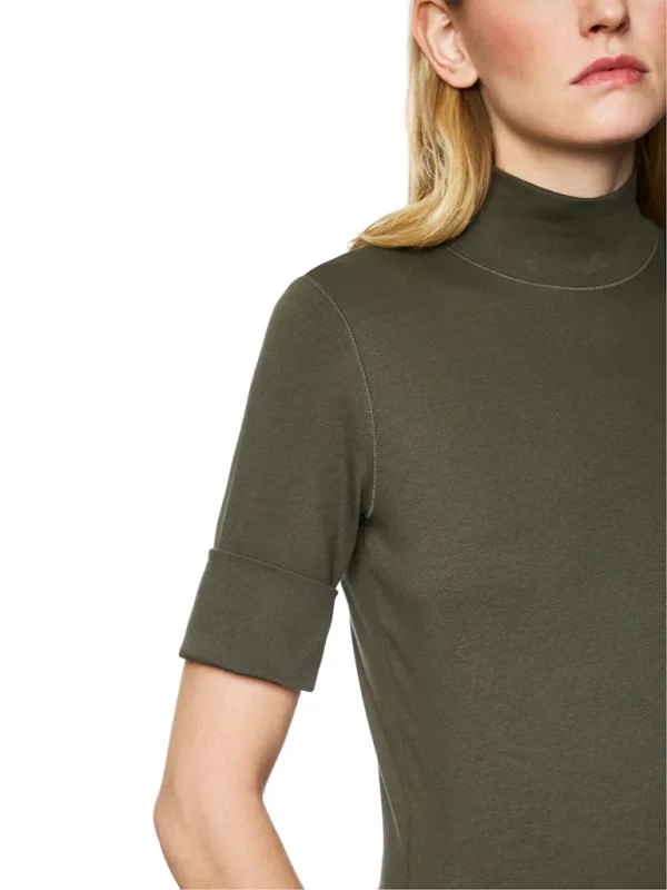 Tee Shirt Col Montant Manches Coudes Uni – Image 4