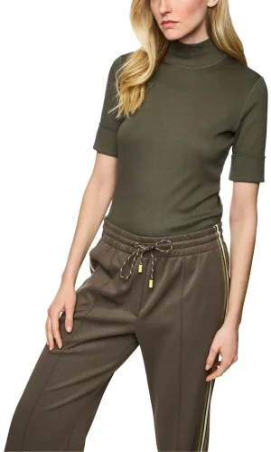 Tee Shirt Col Montant Manches Coudes Uni