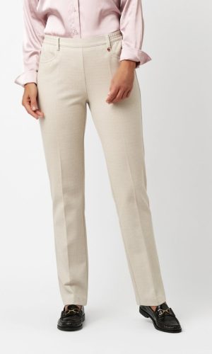Pantalon Long Taille Moyenne Élastique Deux Poches Jacquard Chevrons Scarlett Slim Relaxed