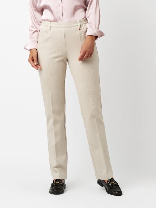 Pantalon Long Taille Moyenne Élastique Deux Poches Jacquard Chevrons Scarlett Slim Relaxed
