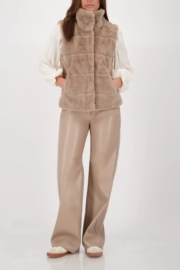 Veste Sans Manche Col Montant Fermeture Pressions Fausse Fourrure – Image 5