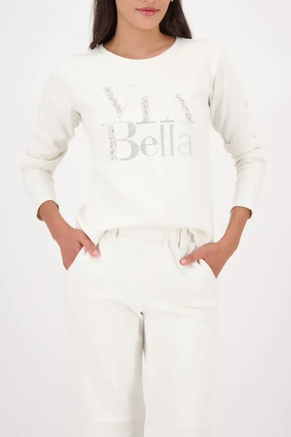 Sweat Col Rond Manches Longues Motif Placé Via Bella Strass Et Perles