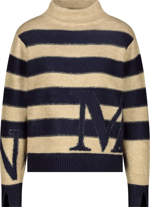 Pull Col Cheminée Manches Longues Rayé Motif Placé Strass – Image 6