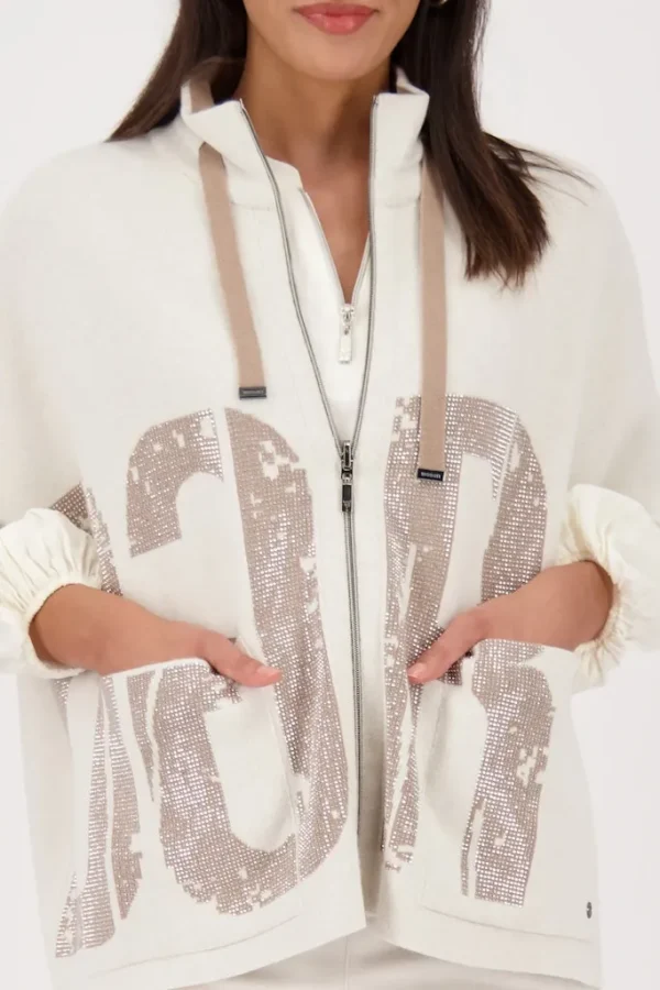 Gilet Cape Col Montant Manches Courtes Zippé Strass Jacquard Réversible Deux Poches – Image 4