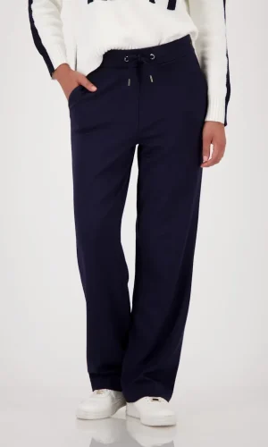 Pantalon Long Droit Taille Élastique Avec Cordons Uni