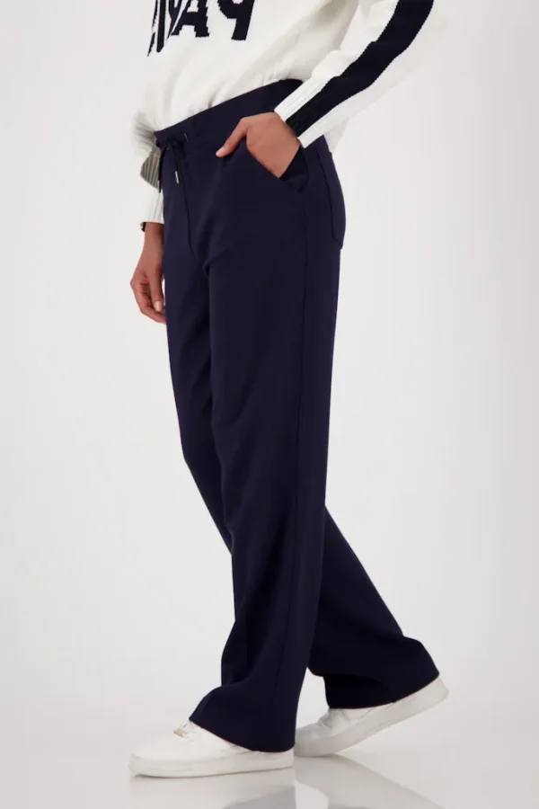 Pantalon Long Droit Taille Élastique Avec Cordons Uni – Image 2