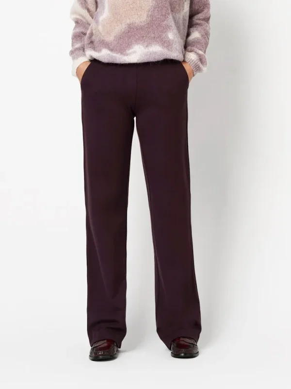 Pantalon Long Taille Moyenne Élastique Deux Poches Françaises Wideleg Jersey Uni – Image 2