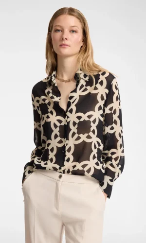 Chemise Manches Longues Fluide Imprimé Logo