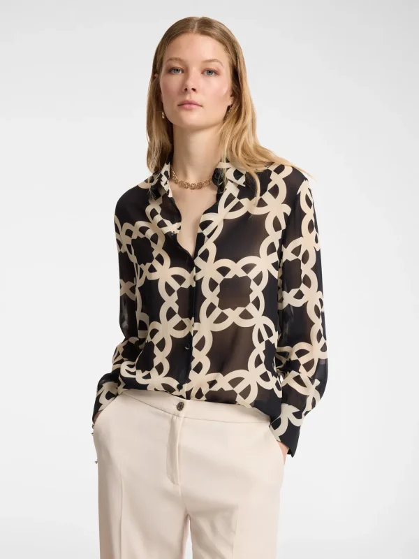 Chemise Manches Longues Fluide Imprimé Logo
