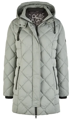 Parka Mi-Longues Col Montant Capuche Amovible Zippée Pressions Deux Poches Zippées Unie