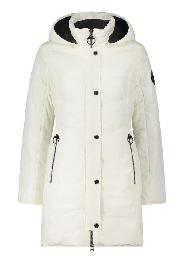 Parka Mi-Longue Col Montant Capuche Amovible Manches Longues Zippée Pressions Deux Poches Zippées Unie – Image 2
