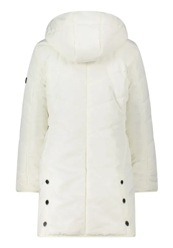 Parka Mi-Longue Col Montant Capuche Amovible Manches Longues Zippée Pressions Deux Poches Zippées Unie – Image 3