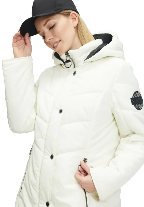 Parka Mi-Longue Col Montant Capuche Amovible Manches Longues Zippée Pressions Deux Poches Zippées Unie – Image 6
