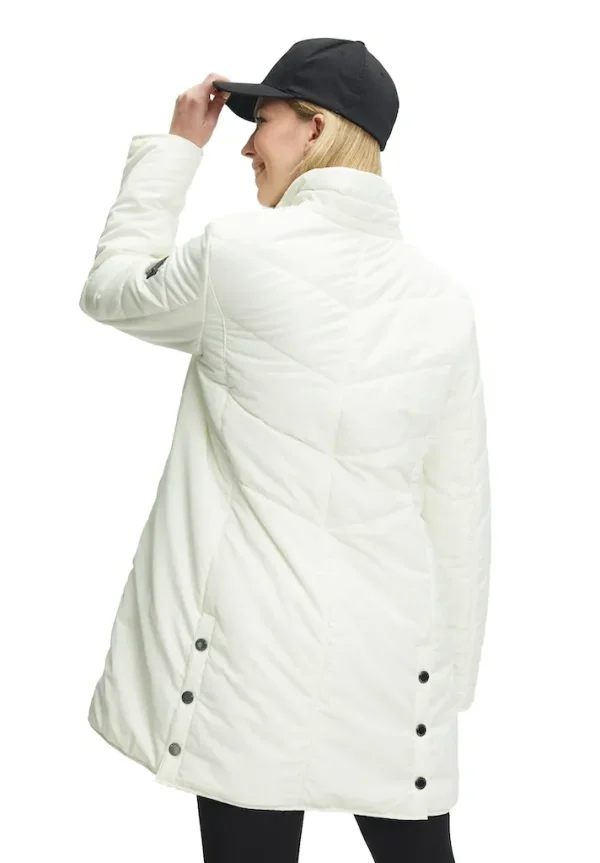 Parka Mi-Longue Col Montant Capuche Amovible Manches Longues Zippée Pressions Deux Poches Zippées Unie – Image 8