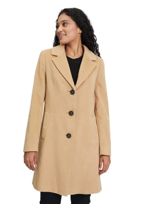 Manteau Mi-Long Manches Longues Boutonné Deux Poches Uni – Image 2