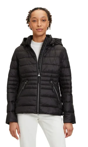 Parka Courte Col Montant Capuche Amovible Manches Longues Zippée Deux Poches Zippées Unie