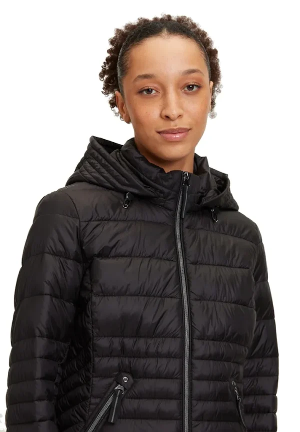 Parka Courte Col Montant Capuche Amovible Manches Longues Zippée Deux Poches Zippées Unie – Image 6