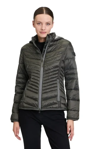 Parka Courte Manches Longues Col Montant Zippée Capuche Amovible