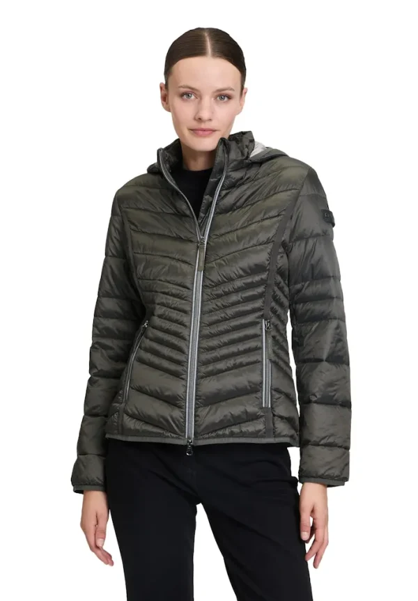Parka Courte Manches Longues Col Montant Zippée Capuche Amovible