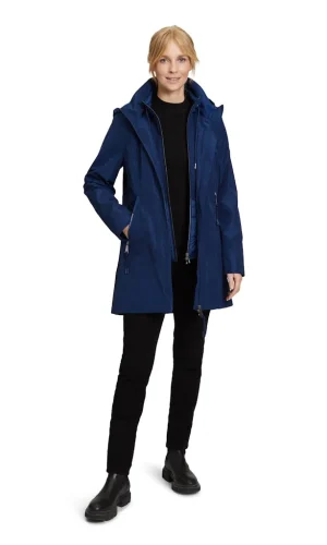 Parka Mi-Longue Col Montant Capuche Amovible Manches Longues Zippé 2-en-1
