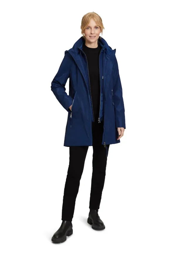 Parka Mi-Longue Col Montant Capuche Amovible Manches Longues Zippé 2-en-1