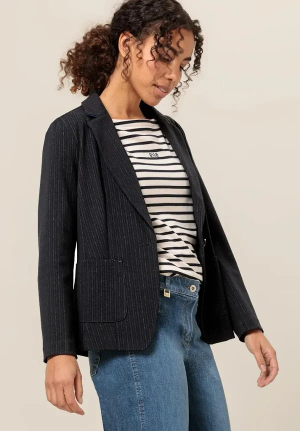 Blazer Manches Longues Boutonné Deux Poches Rayé – Image 3