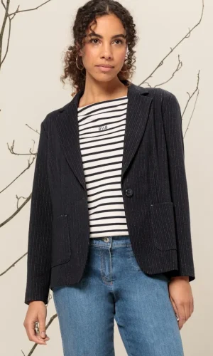 Blazer Manches Longues Boutonné Deux Poches Rayé