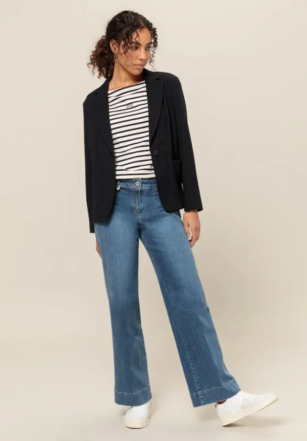 Blazer Manches Longues Boutonné Deux Poches Rayé – Image 6