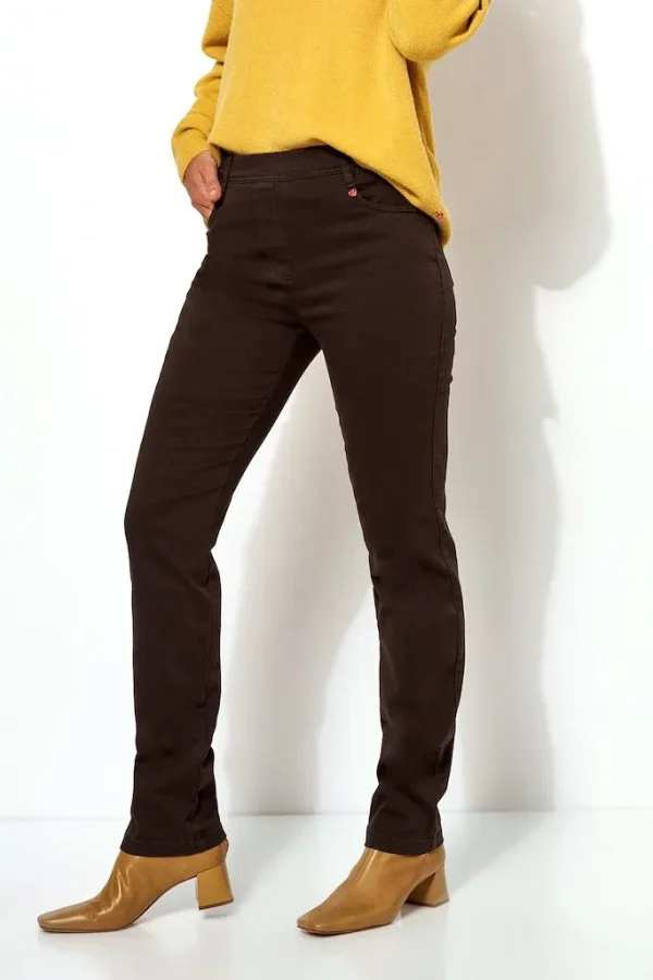 Pantalon Long Taille Moyenne Elastique Cinq Poches Slim Uni