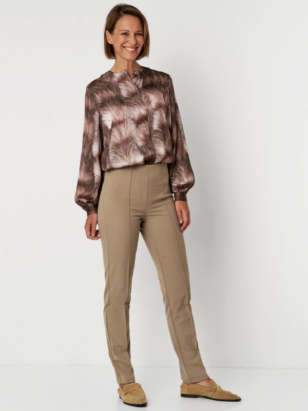Pantalon Long Taille Moyenne Elastique Slim Uni